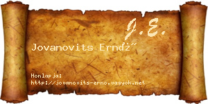 Jovanovits Ernő névjegykártya